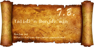 Talián Benjámin névjegykártya